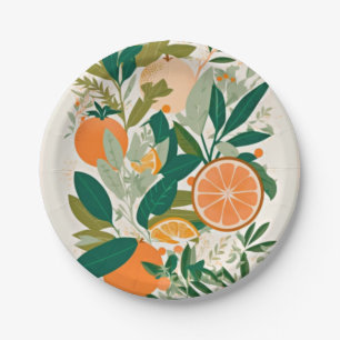 Clementine mandarine paper plate