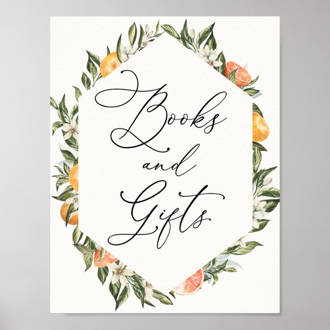 Clementine Oranges and Greenery Books and Gifts Poster (Front)