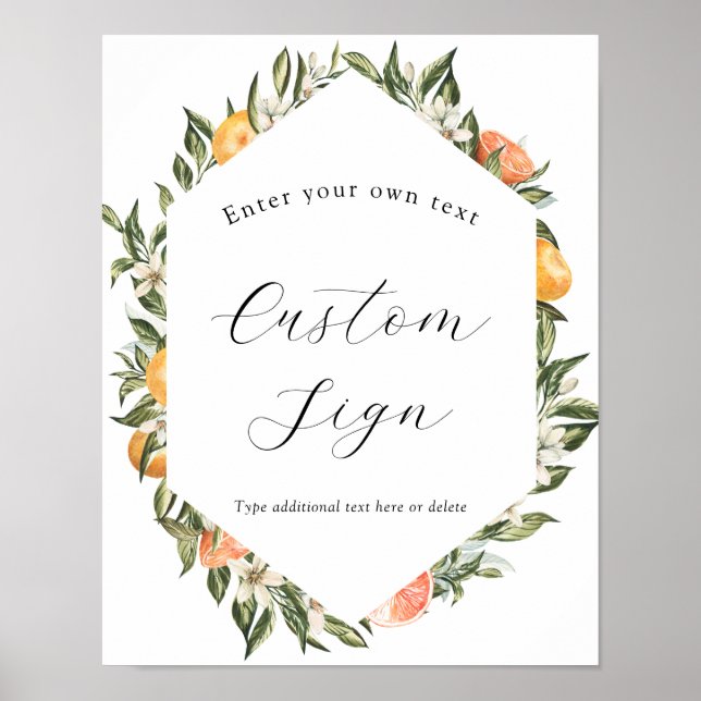 Clementine Oranges and Greenery Custom Text Sign (Front)