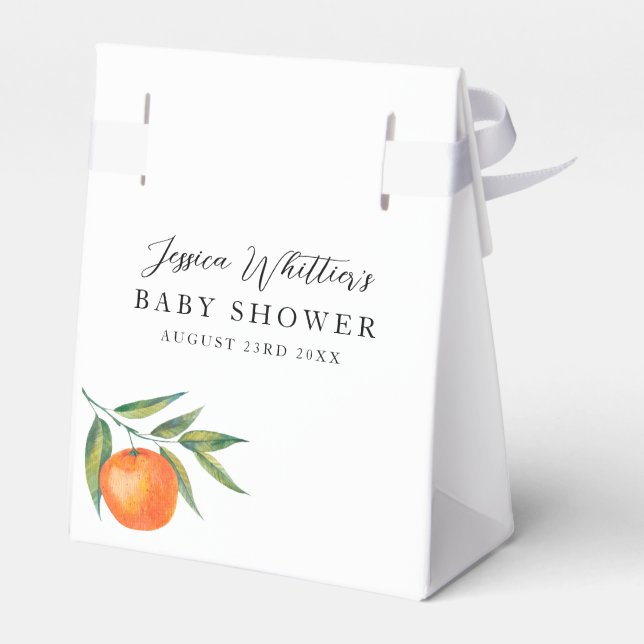 Clementine Watercolor "Cutie" Baby Shower Favor Box (Back Side)