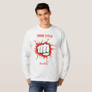 Clenched fist punching through a wall illustration T-Shirt