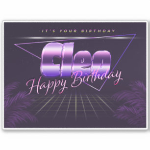 Cleo Name Vorname lila retro Sticker Geburtstag