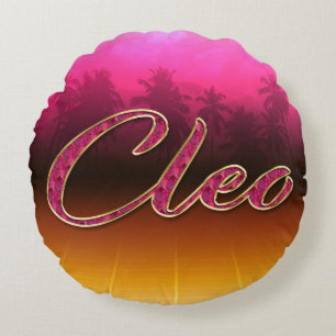 Cleo Vorname Name golden pink Kissen Round Pillow