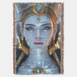 Cleopatra Beauty - Painted Porcelain Figure Throw Blanket