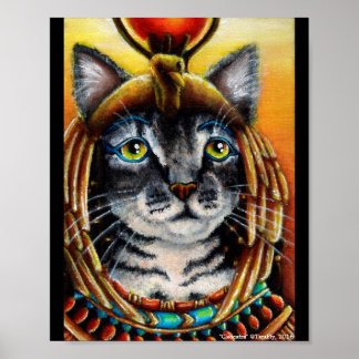 Cleopatra Cat Egyptian Pharoah Fantasy Art Poster