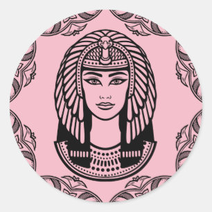 Cleopatra Egyptian on Pink Decorative Classic Round Sticker