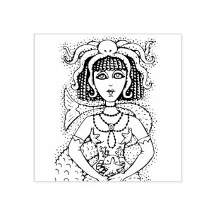 CLEOPATRA OCTOPUS MERMAID, FANTASY GOTH SIREN RUBBER STAMP