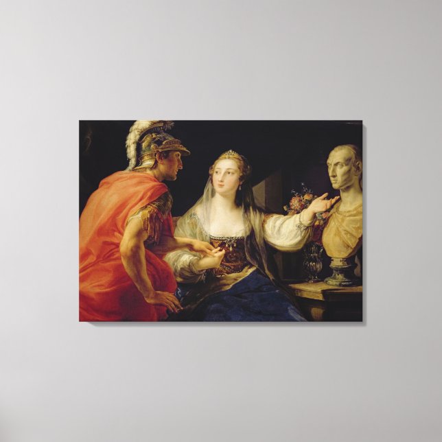 Cleopatra showing Octavius the bust of Julius Canvas Print (Front)