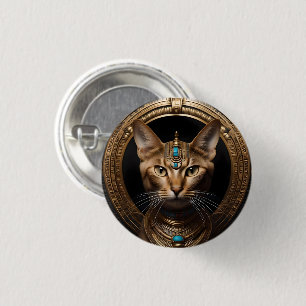 Cleopatra The Gold Egyptian Cat, 1 Inch Round Button