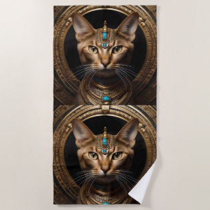 Cleopatra The Gold Egyptian Cat, Beach Towel