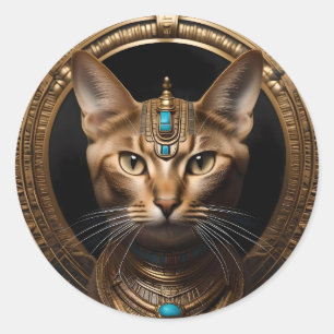 Cleopatra The Gold Egyptian Cat, Classic Round Sticker