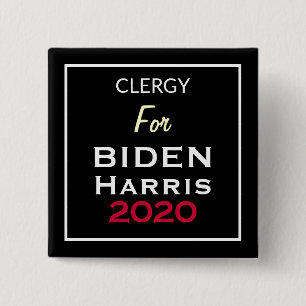 CLERGY For BIDEN HARRIS Black Red White Square 2 Inch Square Button