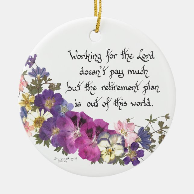 Clergy or volunteer gift ceramic ornament (Front)