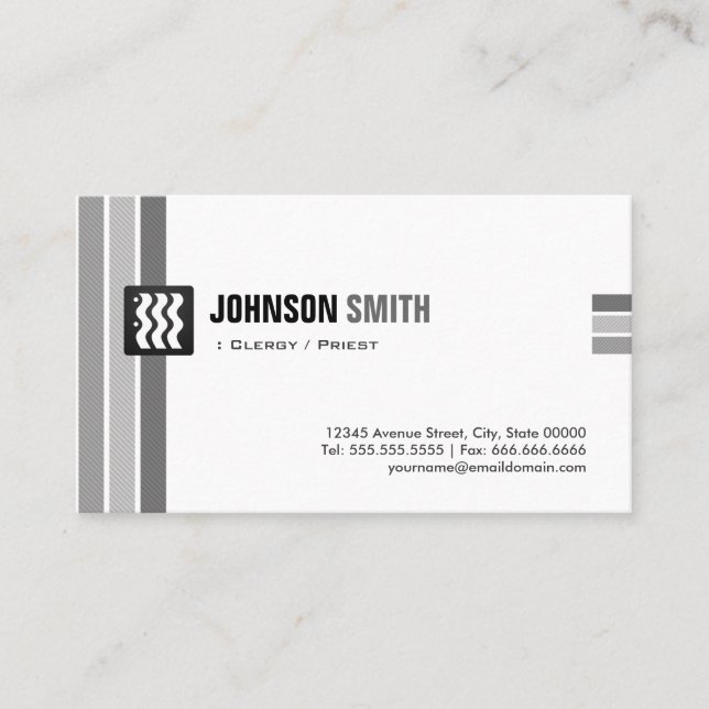 Clergy / Priest - Creative Black White Business Card (Front)
