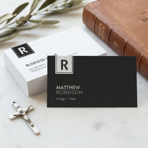 Clergy / Priest - Modern Classy Monogram Business Card