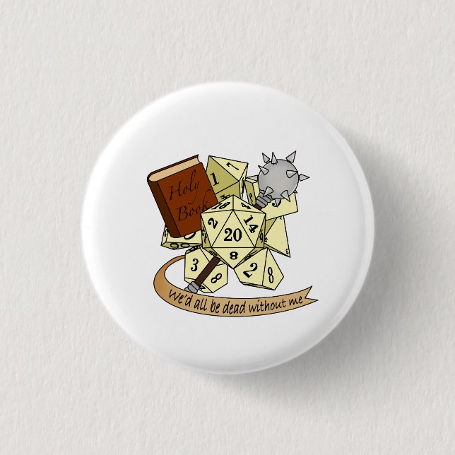 Cleric Dice Design 1 Inch Round Button (Front)