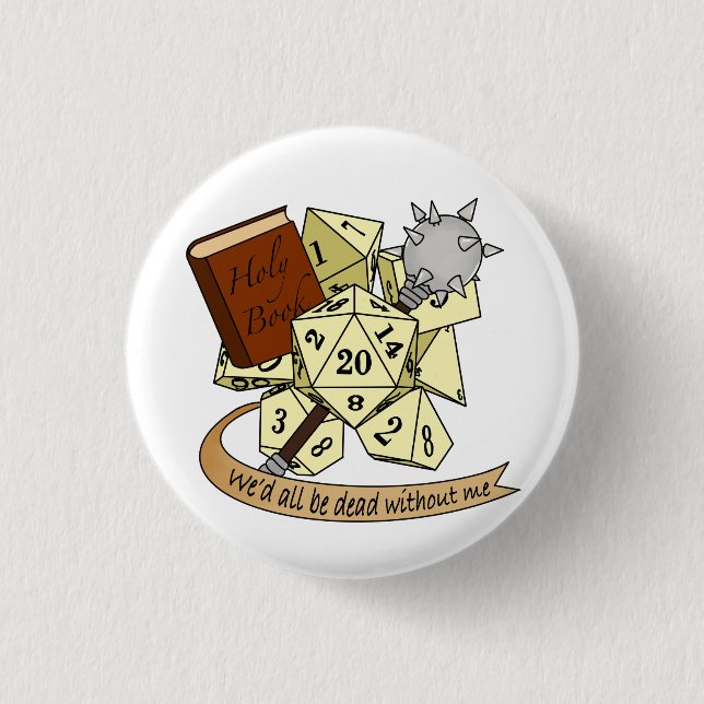 Cleric Dice Design 1 Inch Round Button (Front)