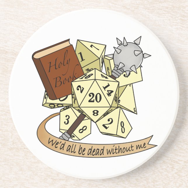 Cleric Dice Design Coaster (Front)