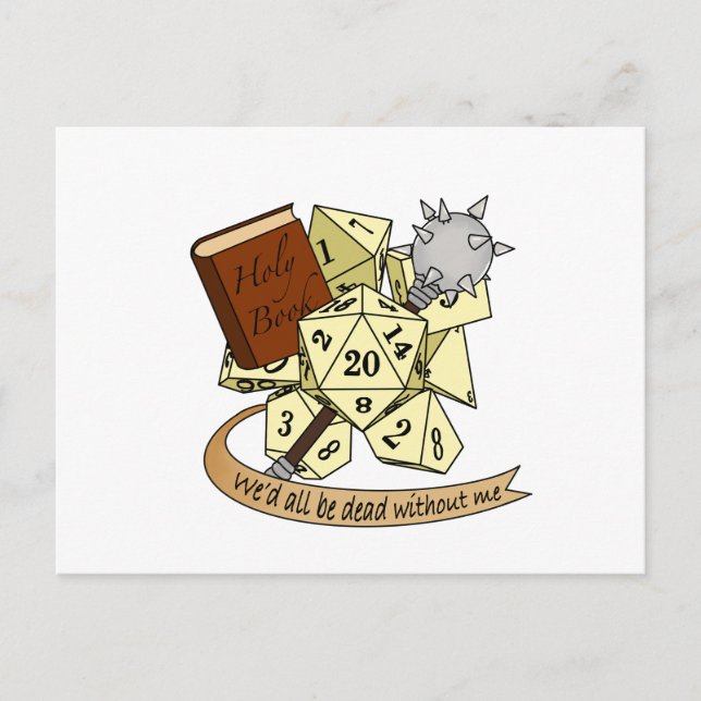 Cleric Dice Design Holiday Postcard (Front)