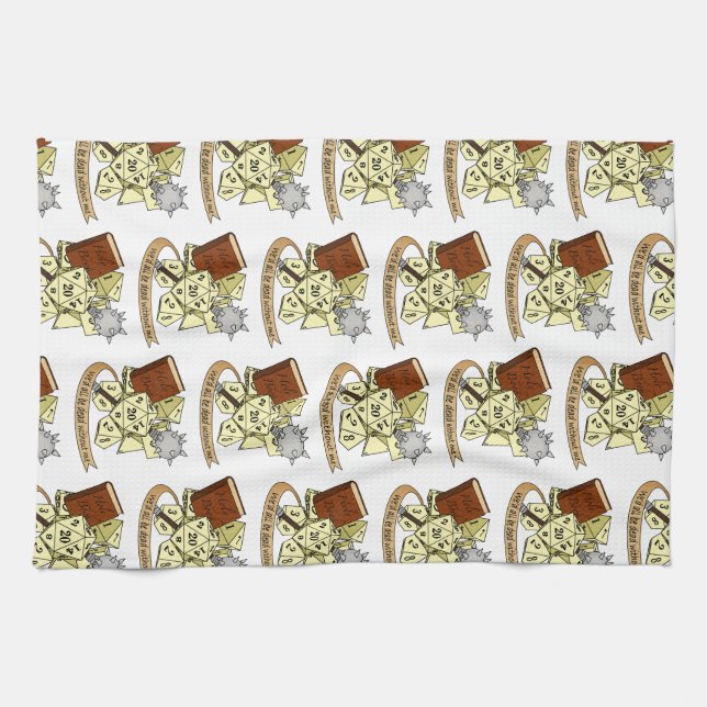 Cleric Dice Design Kitchen Towel (Horizontal)