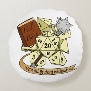 Cleric Dice Design Round Pillow