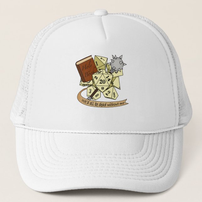 Cleric Dice Design Trucker Hat (Front)