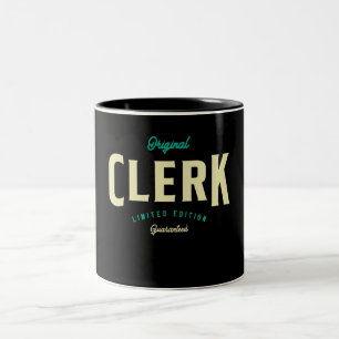 Clerk Funny Job Title Profession Two-Tone Coffee Mug