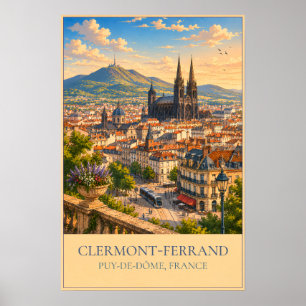 Clermont-Ferrand, France – Vintage Travel Poster
