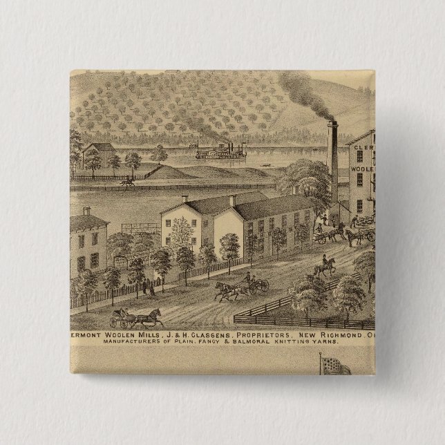 Clermont Woollen Mills 2 Inch Square Button (Front)