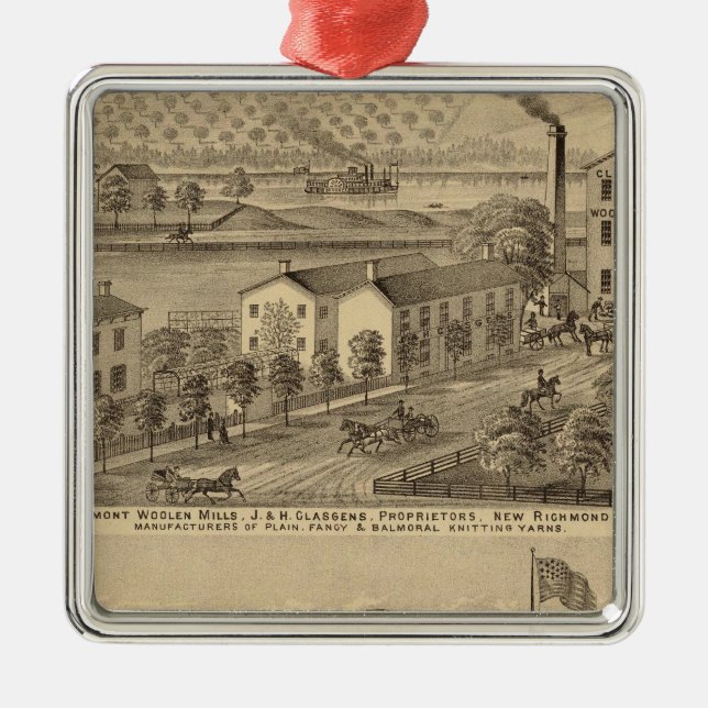 Clermont Woollen Mills Metal Ornament (Front)