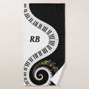 Clés de piano de monogramme et notes musicales
