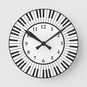 Clés de piano Design Horloge ronde