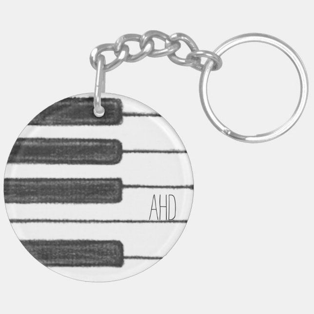 Clés de piano Monogram Porte - clé noir et blanc (Dos droit)