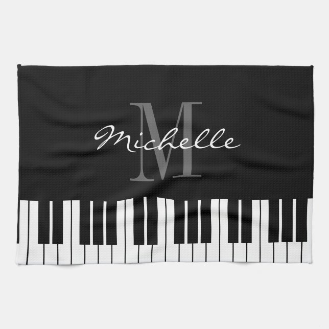 Clés de piano noir et blanc serviette de cuisine m (Horizontal)