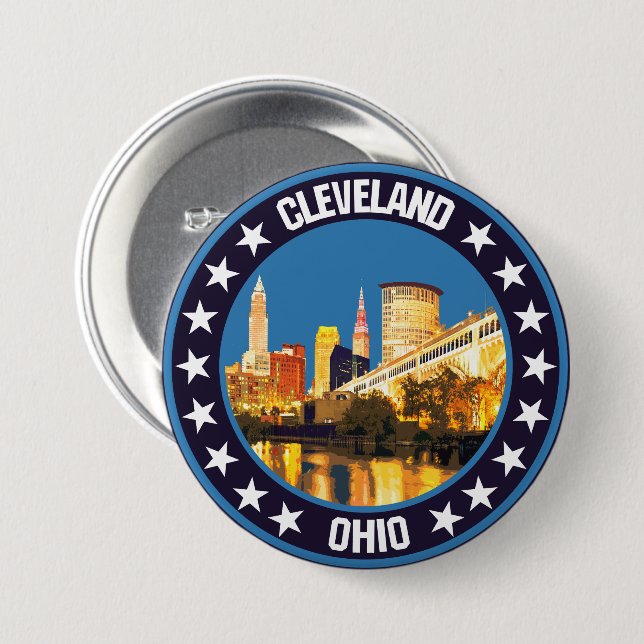 Cleveland 3 Inch Round Button (Front & Back)