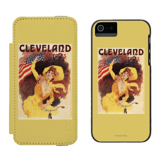 Cleveland Bicycles American Girl in Yellow Incipio iPhone Wallet Case (Side by Side)