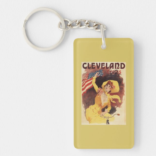 Cleveland Bicycles American Girl in Yellow Keychain (Front)