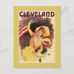 Cleveland Bicycles American Girl in Yellow Postcard