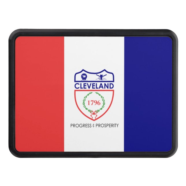 Cleveland city flag trailer hitch cover (Front)