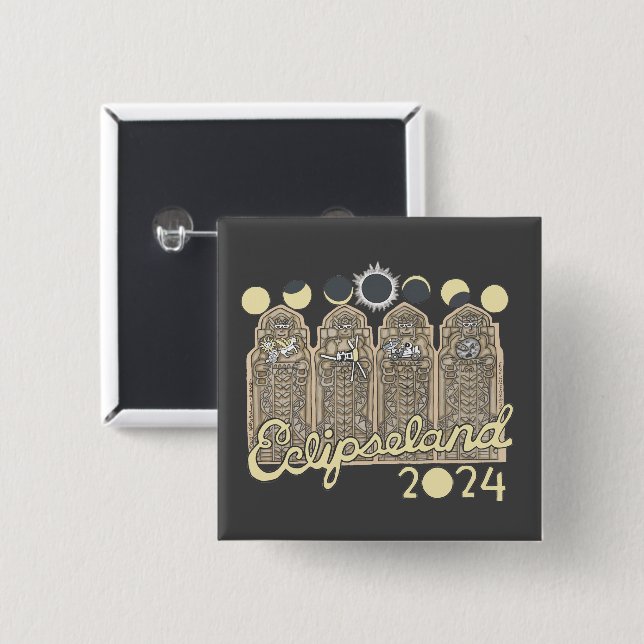 Cleveland Eclipseland 2 Inch Square Button (Front & Back)