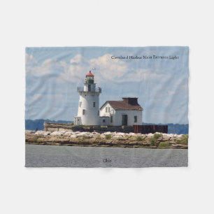 Cleveland Harbour Main Entrance Light Fleece Blanket