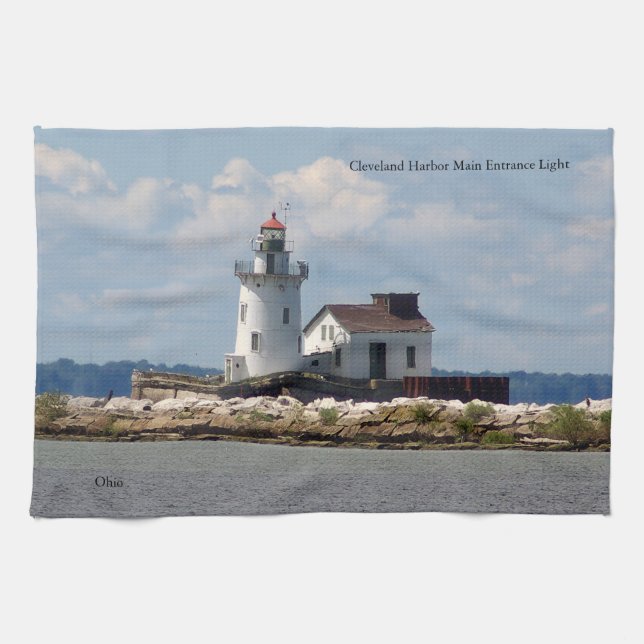 Cleveland Harbour Main Entrance Light Kitchen Towel (Horizontal)