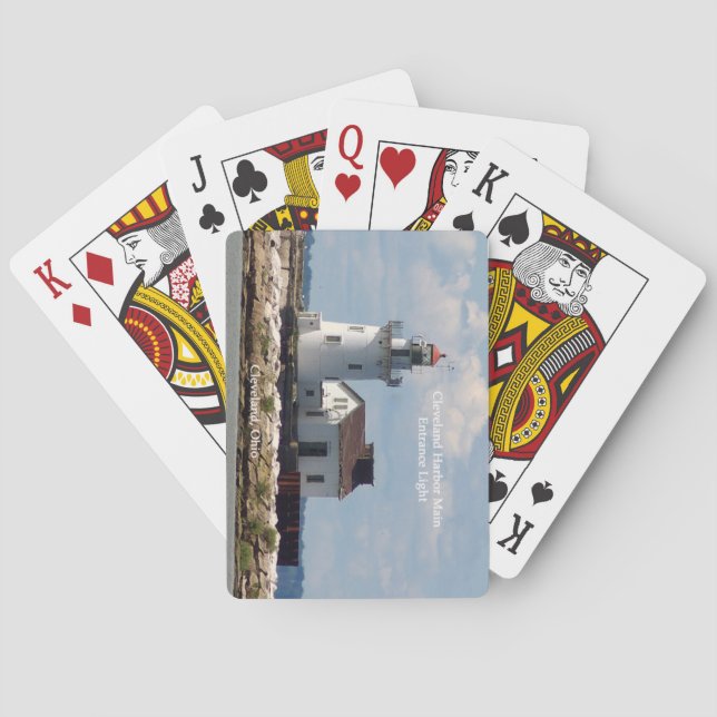 Cleveland Harbour Main Entrance Light playing card (Back)