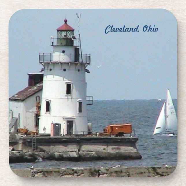 Cleveland Lighthouse Drink Coasters (Front)