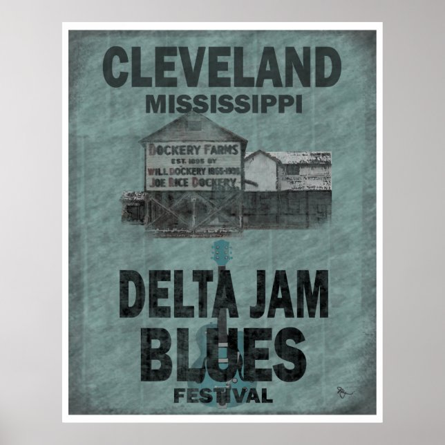 Cleveland Mississippi Delta Jam Blues Guitar Poster (Front)