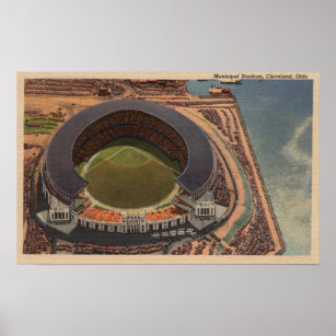 Cleveland, OH - Aerial of Municipal Baseball Poster