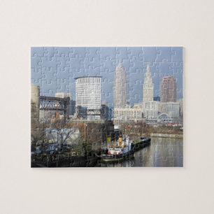 Cleveland OH River View (with Tugboat) Puzzle