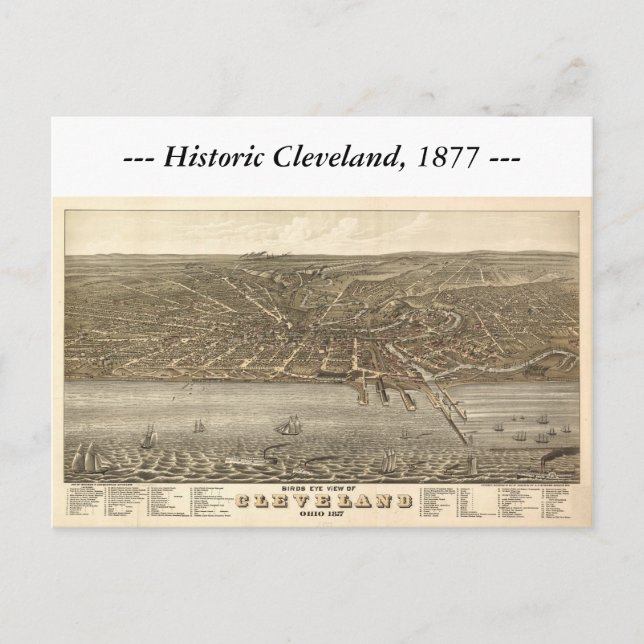 Cleveland Ohio 1877 Map Postcard (Front)