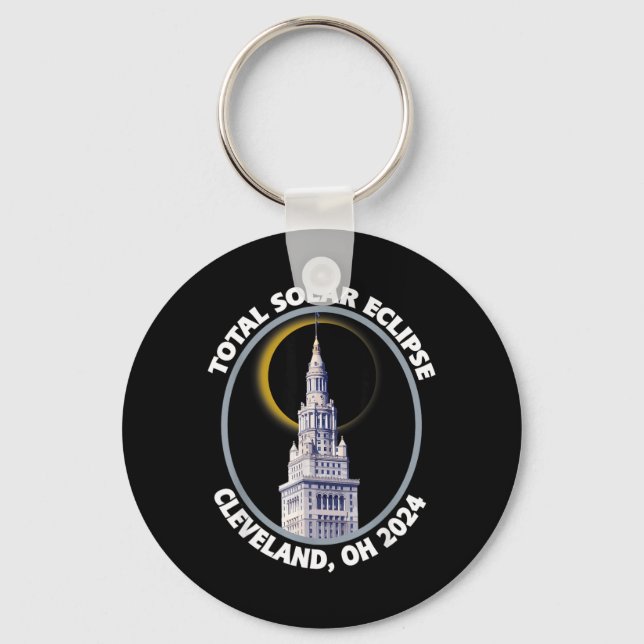 Cleveland Ohio 2024 Total Solar Eclipse Path of Keychain (Front)