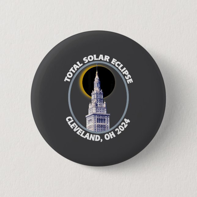 Cleveland Ohio 2024 Total Solar Eclipse Path Of To 2 Inch Round Button (Front)